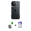 MARSİLYAN™- iPhone 16 Pro Max Kılıf Akış Çizgi Koleksiyonu - Siyah Bilvis 5in1 3D Magic Cam Ekran Koruyucu + Raze Metal Kamera Lens - SH