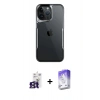 MARSİLYAN™- iPhone 16 Pro Max Kılıf Akış Çizgi Koleksiyonu - Siyah Bilvis 5in1 3D Magic Cam Ekran Koruyucu + Bilvis Titan Kamera Lens - TMGI