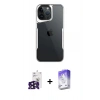 MARSİLYAN™- iPhone 16 Pro Max Kılıf Akış Çizgi Koleksiyonu - Siyah Bilvis 5in1 3D Magic Cam Ekran Koruyucu + Bilvis Titan Kamera Lens - SH
