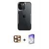 MARSİLYAN™- iPhone 16 Pro Max Kılıf Akış Çizgi Koleksiyonu - Siyah Bilvis 5in1 3D Magic Cam Ekran Koruyucu + Pers Alüminyum Kamera Lens - CLTM