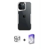 MARSİLYAN™- iPhone 16 Pro Max Kılıf Akış Çizgi Koleksiyonu - Siyah Bilvis 5in1 3D Magic Cam Ekran Koruyucu + Pers Alüminyum Kamera Lens - GS
