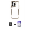 MARSİLYAN™- iPhone 16 Pro Max Kılıf Akış Çizgi Koleksiyonu - Siyah Bilvis 5in1 3D Magic Cam Ekran Koruyucu + Siyah PVD Metal Kamera Lens