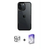 MARSİLYAN™- iPhone 16 Pro Max Kılıf Akış Çizgi Koleksiyonu - Siyah Bilvis 5in1 3D Magic Cam Ekran Koruyucu + Pers Alüminyum Kamera Lens - GS
