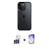 MARSİLYAN™- iPhone 16 Pro Max Kılıf Akış Çizgi Koleksiyonu - Siyah Bilvis 5in1 3D Magic Cam Ekran Koruyucu + Bilvis Titan Kamera Lens - GS