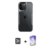MARSİLYAN™- iPhone 16 Pro Max Kılıf Akış Çizgi Koleksiyonu - Siyah Bilvis 5in1 3D Magic Cam Ekran Koruyucu + Siyah PVD Metal Kamera Lens