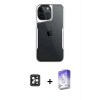 MARSİLYAN™- iPhone 16 Pro Max Kılıf Akış Çizgi Koleksiyonu - Siyah Bilvis 5in1 3D Magic Cam Ekran Koruyucu + Siyah PVD Metal Kamera Lens