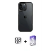 MARSİLYAN™- iPhone 16 Pro Max Kılıf Akış Çizgi Koleksiyonu - Siyah Bilvis 5in1 3D Magic Cam Ekran Koruyucu + Pers Alüminyum Kamera Lens - GI