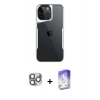 MARSİLYAN™- iPhone 16 Pro Max Kılıf Akış Çizgi Koleksiyonu - Siyah Bilvis 5in1 3D Magic Cam Ekran Koruyucu + Pers Alüminyum Kamera Lens - GI