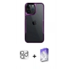 MARSİLYAN™- iPhone 16 Pro Max Kılıf Akış Çizgi Koleksiyonu - Siyah Bilvis 5in1 3D Magic Cam Ekran Koruyucu + Pers Alüminyum Kamera Lens - GS