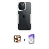 MARSİLYAN™- iPhone 16 Pro Max Kılıf Akış Çizgi Koleksiyonu - Siyah Bilvis 5in1 3D Magic Cam Ekran Koruyucu + Pers Alüminyum Kamera Lens - CLTM