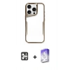 MARSİLYAN™- iPhone 16 Pro Max Kılıf Akış Çizgi Koleksiyonu - Siyah Bilvis 5in1 3D Magic Cam Ekran Koruyucu + Gümüş PVD Metal Kamera Lens