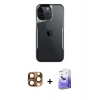 MARSİLYAN™- iPhone 16 Pro Max Kılıf Akış Çizgi Koleksiyonu - Siyah Bilvis 5in1 5D Magic Hayalet Cam Ekran Koruyucu + Pers Alüminyum Kamera Lens - CLTM
