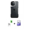 MARSİLYAN™- iPhone 16 Pro Max Kılıf Akış Çizgi Koleksiyonu - Siyah Bilvis 5in1 5D Magic Hayalet Cam Ekran Koruyucu + Raze Metal Kamera Lens - BZ