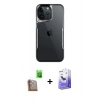 MARSİLYAN™- iPhone 16 Pro Max Kılıf Akış Çizgi Koleksiyonu - Siyah Bilvis 5in1 5D Magic Hayalet Cam Ekran Koruyucu + Raze Metal Kamera Lens - CLTM