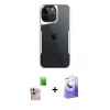 MARSİLYAN™- iPhone 16 Pro Max Kılıf Akış Çizgi Koleksiyonu - Siyah Bilvis 5in1 5D Magic Hayalet Cam Ekran Koruyucu + Raze Metal Kamera Lens - NLGY