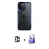 MARSİLYAN™- iPhone 16 Pro Max Kılıf Akış Çizgi Koleksiyonu - Siyah Bilvis 5in1 5D Magic Hayalet Cam Ekran Koruyucu + PVD Metal Kamera Lens - GD