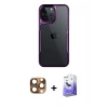 MARSİLYAN™- iPhone 16 Pro Max Kılıf Akış Çizgi Koleksiyonu - Siyah Bilvis 5in1 5D Magic Hayalet Cam Ekran Koruyucu + Pers Alüminyum Kamera Lens - CLTM