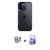MARSİLYAN™- iPhone 16 Pro Max Kılıf Akış Çizgi Koleksiyonu - Siyah Bilvis 5in1 5D Magic Hayalet Cam Ekran Koruyucu + Gri Pers Alüminyum Kamera Lens