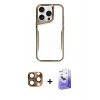 MARSİLYAN™- iPhone 16 Pro Max Kılıf Akış Çizgi Koleksiyonu - Siyah Bilvis 5in1 5D Magic Hayalet Cam Ekran Koruyucu + Pers Alüminyum Kamera Lens - CLTM