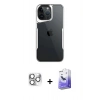 MARSİLYAN™- iPhone 16 Pro Max Kılıf Akış Çizgi Koleksiyonu - Siyah Bilvis 5in1 5D Magic Hayalet Cam Ekran Koruyucu + Pers Alüminyum Kamera Lens - GS