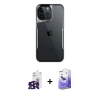 MARSİLYAN™- iPhone 16 Pro Max Kılıf Akış Çizgi Koleksiyonu - Siyah Bilvis 5in1 5D Magic Hayalet Cam Ekran Koruyucu + Bilvis Titan Kamera Lens - SH