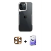 MARSİLYAN™- iPhone 16 Pro Max Kılıf Akış Çizgi Koleksiyonu - Siyah Bilvis 5in1 5D Magic Hayalet Cam Ekran Koruyucu + Pers Alüminyum Kamera Lens - CLTM
