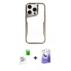 MARSİLYAN™- iPhone 16 Pro Max Kılıf Akış Çizgi Koleksiyonu - Siyah Bilvis 5in1 5D Magic Hayalet Cam Ekran Koruyucu + Raze Metal Kamera Lens - BZ