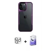 MARSİLYAN™- iPhone 16 Pro Max Kılıf Akış Çizgi Koleksiyonu - Siyah Bilvis 5in1 5D Magic Hayalet Cam Ekran Koruyucu + Pers Alüminyum Kamera Lens - GS