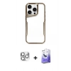 MARSİLYAN™- iPhone 16 Pro Max Kılıf Akış Çizgi Koleksiyonu - Siyah Bilvis 5in1 5D Magic Hayalet Cam Ekran Koruyucu + Pers Alüminyum Kamera Lens - GS