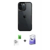 MARSİLYAN™- iPhone 16 Pro Max Kılıf Akış Çizgi Koleksiyonu - Siyah Bilvis 5in1 5D Magic Hayalet Cam Ekran Koruyucu + Raze Metal Kamera Lens - BZ