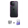MARSİLYAN™- iPhone 16 Pro Max Kılıf Akış Çizgi Koleksiyonu - Siyah Bilvis 5in1 5D Magic Hayalet Cam Ekran Koruyucu + Gri Pers Alüminyum Kamera Lens