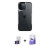MARSİLYAN™- iPhone 16 Pro Max Kılıf Akış Çizgi Koleksiyonu - Siyah Bilvis 5in1 5D Magic Hayalet Cam Ekran Koruyucu + Bilvis Titan Kamera Lens - TMGI