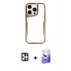 MARSİLYAN™- iPhone 16 Pro Max Kılıf Akış Çizgi Koleksiyonu - Siyah Bilvis 5in1 5D Magic Hayalet Cam Ekran Koruyucu + PVD Metal Kamera Lens - GD