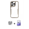MARSİLYAN™- iPhone 16 Pro Max Kılıf Akış Çizgi Koleksiyonu - Siyah Bilvis 5in1 5D Magic Hayalet Cam Ekran Koruyucu + Gri Pers Alüminyum Kamera Lens