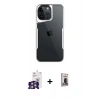 MARSİLYAN™- iPhone 16 Pro Max Kılıf Akış Çizgi Koleksiyonu - Siyah Bilvis Hayalet Cam Ekran Koruyucu + Bilvis Titan Kamera Lens - GS