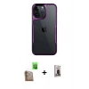 MARSİLYAN™- iPhone 16 Pro Max Kılıf Akış Çizgi Koleksiyonu - Siyah Bilvis Hayalet Cam Ekran Koruyucu + Raze Metal Kamera Lens - CLTM