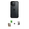 MARSİLYAN™- iPhone 16 Pro Max Kılıf Akış Çizgi Koleksiyonu - Siyah Bilvis Hayalet Cam Ekran Koruyucu + Raze Metal Kamera Lens - CLTM