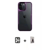 MARSİLYAN™- iPhone 16 Pro Max Kılıf Akış Çizgi Koleksiyonu - Siyah Bilvis Hayalet Cam Ekran Koruyucu + Gümüş PVD Metal Kamera Lens