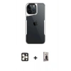 MARSİLYAN™- iPhone 16 Pro Max Kılıf Akış Çizgi Koleksiyonu - Siyah Bilvis Hayalet Cam Ekran Koruyucu + PVD Metal Kamera Lens - GD