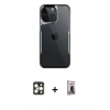 MARSİLYAN™- iPhone 16 Pro Max Kılıf Akış Çizgi Koleksiyonu - Siyah Bilvis Hayalet Cam Ekran Koruyucu + PVD Metal Kamera Lens - GD