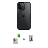 MARSİLYAN™- iPhone 16 Pro Max Kılıf Akış Çizgi Koleksiyonu - Siyah Bilvis Hayalet Cam Ekran Koruyucu + Raze Metal Kamera Lens - NLGY