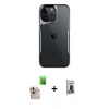 MARSİLYAN™- iPhone 16 Pro Max Kılıf Akış Çizgi Koleksiyonu - Siyah Bilvis Hayalet Cam Ekran Koruyucu + Raze Metal Kamera Lens - NLGY