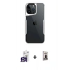 MARSİLYAN™- iPhone 16 Pro Max Kılıf Akış Çizgi Koleksiyonu - Siyah Bilvis Hayalet Cam Ekran Koruyucu + Bilvis Titan Kamera Lens - TMGI