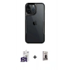 MARSİLYAN™- iPhone 16 Pro Max Kılıf Akış Çizgi Koleksiyonu - Siyah Bilvis Hayalet Cam Ekran Koruyucu + Bilvis Titan Kamera Lens - TMGI