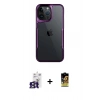 MARSİLYAN™- iPhone 16 Pro Max Kılıf Akış Çizgi Koleksiyonu - Siyah Buffer Cam Ekran Koruyucu + Bilvis Titan Kamera Lens - TMGI