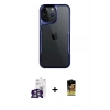 MARSİLYAN™- iPhone 16 Pro Max Kılıf Akış Çizgi Koleksiyonu - Siyah Buffer Cam Ekran Koruyucu + Bilvis Titan Kamera Lens - GS