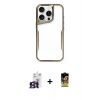 MARSİLYAN™- iPhone 16 Pro Max Kılıf Akış Çizgi Koleksiyonu - Siyah Buffer Cam Ekran Koruyucu + Bilvis Titan Kamera Lens - TMGI