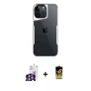 MARSİLYAN™- iPhone 16 Pro Max Kılıf Akış Çizgi Koleksiyonu - Siyah Buffer Cam Ekran Koruyucu + Bilvis Titan Kamera Lens - GS