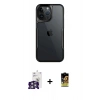 MARSİLYAN™- iPhone 16 Pro Max Kılıf Akış Çizgi Koleksiyonu - Siyah Buffer Cam Ekran Koruyucu + Bilvis Titan Kamera Lens - GS