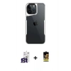 MARSİLYAN™- iPhone 16 Pro Max Kılıf Akış Çizgi Koleksiyonu - Siyah Buffer Cam Ekran Koruyucu + Bilvis Titan Kamera Lens - TMGI